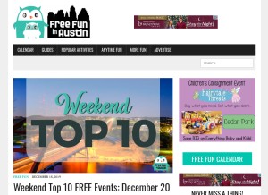 How freefuninaustin.com looks like on a tablet such as an iPad.