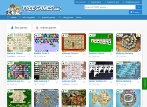 How freegames.com looks like on a tablet such as an iPad.