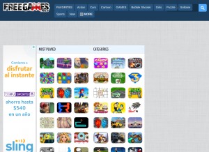 How freegames.net looks like on a tablet such as an iPad.