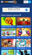How freegames66.com looks like on a mobile device such as an iPhone.