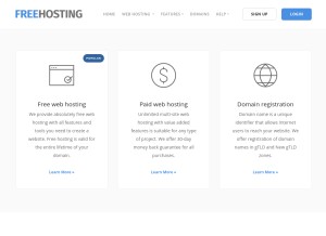 How freehosting.com looks like on a tablet such as an iPad.