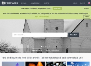 How freeimages.com looks like on a tablet such as an iPad.