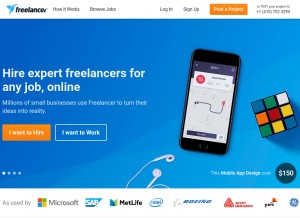 How freelancer.in looks like on a tablet such as an iPad.
