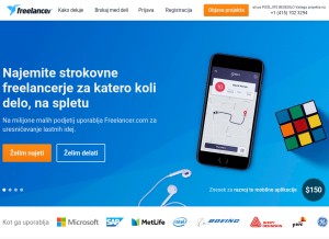 How freelancer.si looks like on a tablet such as an iPad.