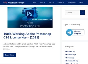 How freelicensekeys.com looks like on a tablet such as an iPad.