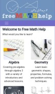 How freemathhelp.com looks like on a mobile device such as an iPhone.