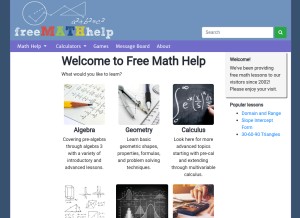 How freemathhelp.com looks like on a tablet such as an iPad.
