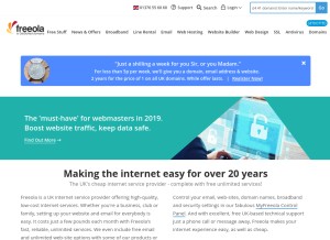 How freeola.com looks like on a tablet such as an iPad.