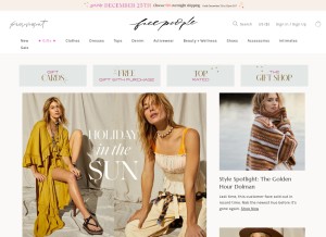 How freepeople.com looks like on a tablet such as an iPad.