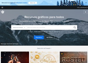 How freepik.es looks like on a tablet such as an iPad.