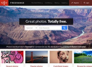 How freerangestock.com looks like on a tablet such as an iPad.