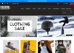 How freerideboardshop.com looks like on a tablet such as an iPad.