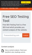 How freeseotesting.com looks like on a mobile device such as an iPhone.