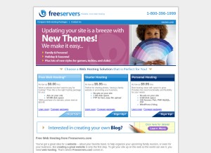How freeservers.com looks like on a tablet such as an iPad.