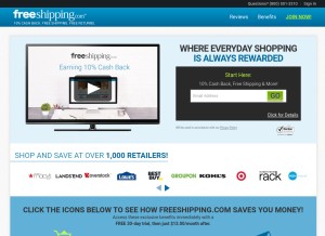 How freeshipping.com looks like on a tablet such as an iPad.