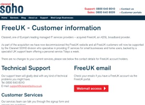 How freeuk.com looks like on a tablet such as an iPad.