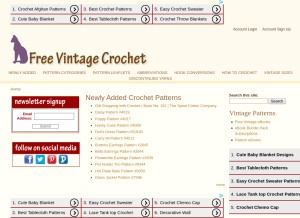 How freevintagecrochet.com looks like on a tablet such as an iPad.