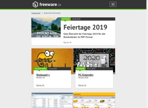 How freeware.de looks like on a tablet such as an iPad.