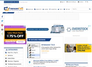 How freewarefiles.com looks like on a tablet such as an iPad.