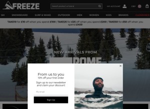 How freezeproshop.com looks like on a tablet such as an iPad.