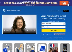 How frenchpod101.com looks like on a tablet such as an iPad.