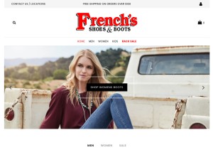 How frenchsbootsandshoes.com looks like on a tablet such as an iPad.