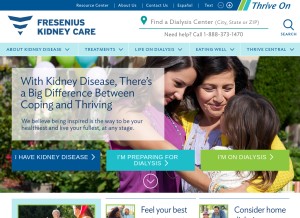 How freseniuskidneycare.com looks like on a tablet such as an iPad.