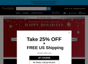 How freshpair.com looks like on a tablet such as an iPad.