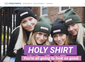 How freshprints.com looks like on a tablet such as an iPad.