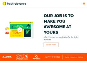 How freshrelevance.com looks like on a tablet such as an iPad.