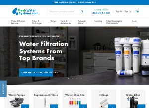 How freshwatersystems.com looks like on a tablet such as an iPad.