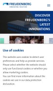 How freudenberg.de looks like on a mobile device such as an iPhone.