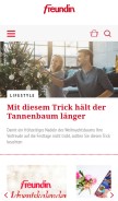 How freundin.de looks like on a mobile device such as an iPhone.