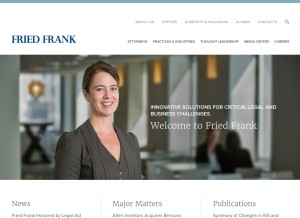 How friedfrank.com looks like on a tablet such as an iPad.