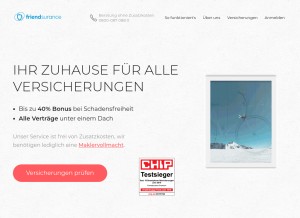 How friendsurance.de looks like on a tablet such as an iPad.