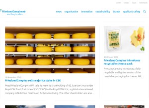 How frieslandcampina.com looks like on a tablet such as an iPad.