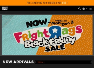 How fright-rags.com looks like on a tablet such as an iPad.