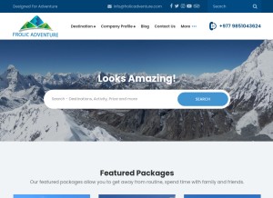 How frolicadventure.com looks like on a tablet such as an iPad.