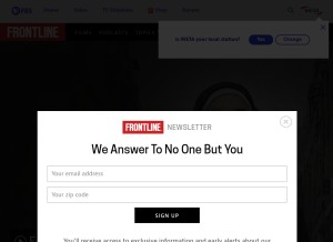 How frontline.org looks like on a tablet such as an iPad.