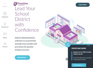 How frontlinek12.com looks like on a tablet such as an iPad.