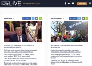 How frontpagelive.com looks like on a tablet such as an iPad.