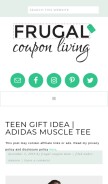 How frugalcouponliving.com looks like on a mobile device such as an iPhone.