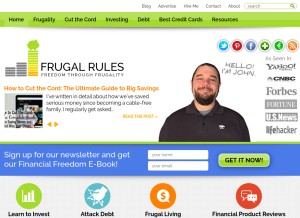 How frugalrules.com looks like on a tablet such as an iPad.