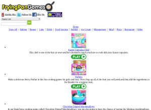 How fryingpangames.com looks like on a tablet such as an iPad.