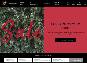 How ftd.com looks like on a tablet such as an iPad.