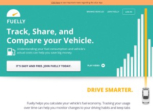 How fuelly.com looks like on a tablet such as an iPad.