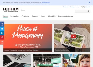 How fujifilm.eu looks like on a tablet such as an iPad.