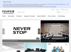 How fujifilmusa.com looks like on a tablet such as an iPad.