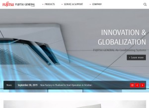 How fujitsu-general.com looks like on a tablet such as an iPad.