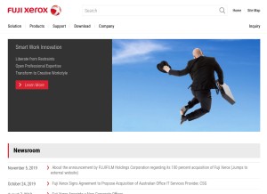 How fujixerox.com looks like on a tablet such as an iPad.